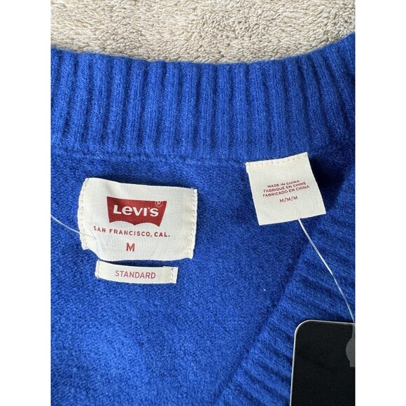 Levi's Sweater Vest Royal Blue Knit Pull Over Mens Medium,Cotton Vneck - Picture 12 of 13